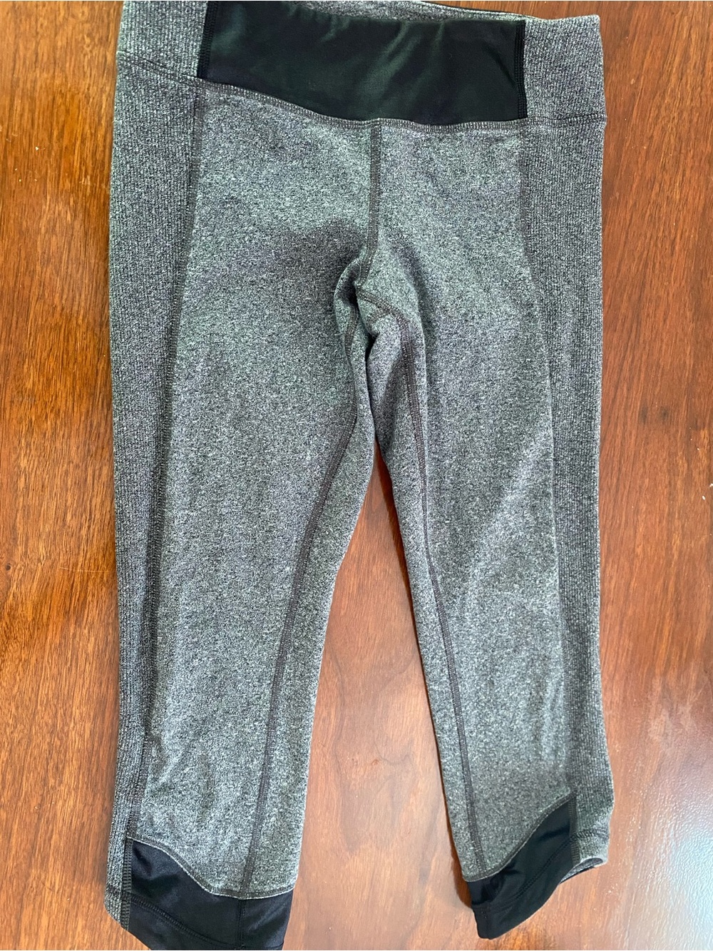 lululemon athletica Heather Gray Capri Leggings with Black Waistband